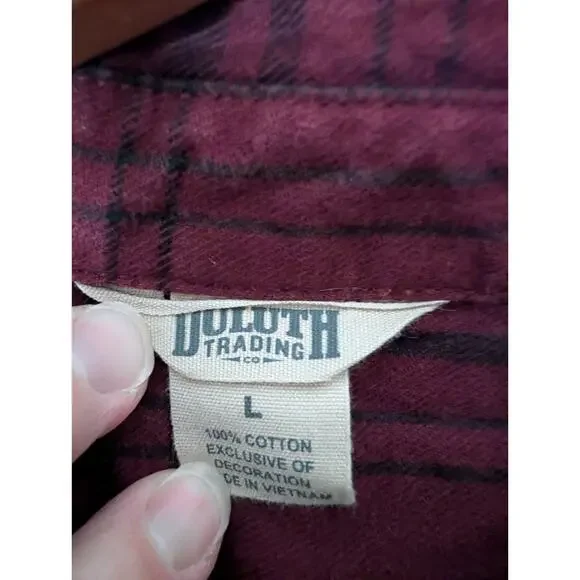 Duluth Trading Co Free Swingin Flannel Shirt Womens Large Red Plaid Button Down - Picture 5 of 9